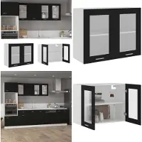 vidaXL Armario de vidrio suspendido, , 80x31x60 cm, material de madera - Armario de vidrio colgante - Armarios de vidrio colgantes - Armario de cocina - Armarios de cocina