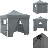 vidaXL Tienda de fiesta plegable con 4 paredes laterales, de 3 x 3 metros, color antracita - Toldos y tiendas de fiesta