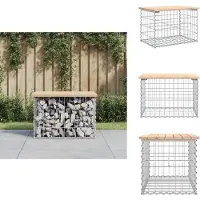 vidaXL Banco de jardín de gabiones, 63x44x42 cm, madera maciza de pino - Bancos de jardín