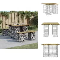 vidaXL Banco de jardín de gaviones, 100x102x72 cm, madera de pino tratada - Bancos de jardín