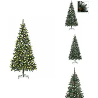 vidaXL Árbol de Navidad con efecto escarchado, iluminación y adornos, 210 cm - Árboles de Navidad