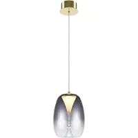 Maytoni Lámpara colgante , color dorado, con pantalla de cristal ahumado y tecnología LED de 7W, diseño Splash