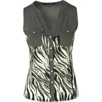 KOROSHI Blusa verde oscuro / negro / offwhite