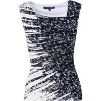 KOROSHI Top azul paloma / negro / blanco