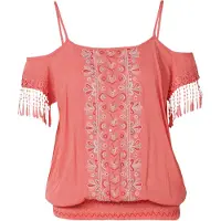 KOROSHI Blusa azul pastel / coral / salmón / blanco
