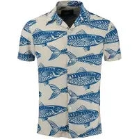 Key Largo Camisa 'Sardines' beige claro / azul ultramarino