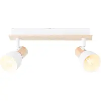 Brilliant : Lámpara de techo natural DAINTREE | Foco de techo blanco en estilo natural con | 2 x portalámparas E14, máximo 28 vatios | Metal/Madera