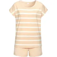 s.Oliver Pijama de pantalón corto beige / blanco