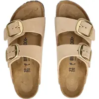 Birkenstock para mujer. 1024064 Sandalias de Piel Arizona Big Buckle (Ajuste Estrecho) beige (41), Plano, Nobuck, Ninguno, Casual, Birkensto