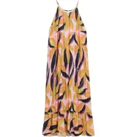 Desigual , Vestido midi efecto arrugado, Poliester, Rojo, XL