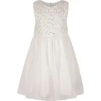 Happy girls Vestido ecru / gris plateado