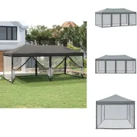 vidaXL Tienda de campaña plegable para fiestas con paredes laterales, color antracita, 3x6 metros - Toldos y tiendas de campaña para fiestas