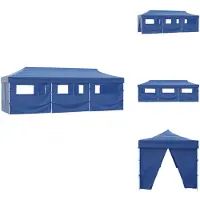 vidaXL Tienda de campaña para fiestas, tipo pop-up, con 8 paneles laterales, de 3 x 9 metros, color azul - Toldos y tiendas de campaña para fiestas