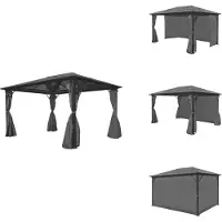 vidaXL Pabellón con cortinas, color antracita, aluminio, 400 x 300 cm - Pabellones y toldos para eventos