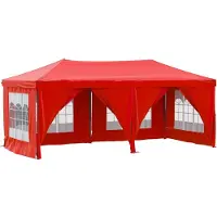 vidaXL Tienda de campaña plegable para fiestas con paredes laterales, color rojo, 3x6 metros - Toldos y tiendas de campaña para fiestas