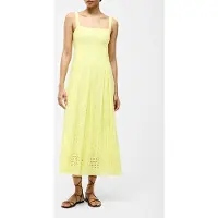French Connection Broderie Strap Dress M Ss25 Sz18 Lemon Gelato Talla: 6 | Vestidos Midi Outlet | Mujer