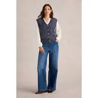 White Stuff Cable Nep Button Through Tank Navy Multi Talla: 16 | Cárdigan Outlet | Mujer | Azul