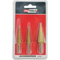 AW Tools Kit de brocas escalonadas , HSS-TIN, 3 piezas, para metal y plástico