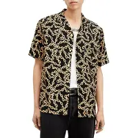 AllSaints Link Ss Shirt Jet Black Talla: XS | Camisas Casuales Outlet | Hombre | Negro