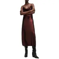 AllSaints Hadley Dress Metallic Red Talla: 12 | Vestidos Midi Outlet | Mujer | Rojo