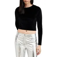 AllSaints Regina Velvet Top Black Talla: 10 | Manga Larga Outlet | Mujer | Negro