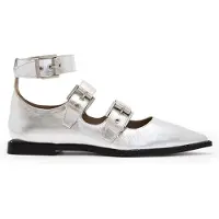 AllSaints Susan Buckle Shoe Silver Talla: 38 | Chancletas Outlet | Mujer | Gris