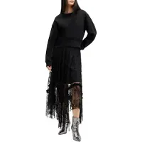 AllSaints Fern Emb Sweat Black Talla: S | Sudaderas con Capucha Outlet | Mujer | Negro