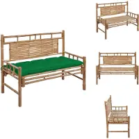 vidaXL : Banco de jardín con cojín, 120 cm, bambú - Bancos de jardín