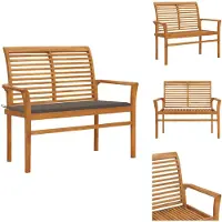 vidaXL : Banco de jardín con cojín color taupe, 112 cm, madera maciza de teca. - Bancos de jardín