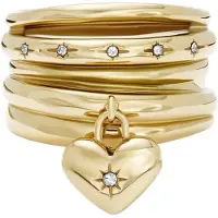Fossil Anillo 'Sadie' oro / transparente