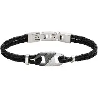 Emporio Armani Pulsera de cuero de moda para hombre Logo de águila EGS3171040