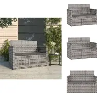 vidaXL Banco de jardín con cojín, color gris, 105 cm, de ratán sintético - Bancos de jardín
