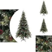 vidaXL Árbol de Navidad con iluminación y piñas de pino, 225 cm, PVC y PE - Árboles de Navidad