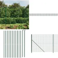 vidaXL Valla de alambre con base anclada, color verde, 2,2 x 25 metros - Valla de alambre - Vallas de alambre - Valla para jardín - Malla de alambre