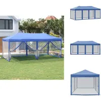 vidaXL Tienda de campaña plegable para fiestas con paredes laterales, color azul, 3x6 metros - Toldos y tiendas de campaña para fiestas