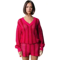 Colourful Rebel Nolita Crochet Stripe Short Medium Bright Pink Talla: XS | Sudaderas con Capucha Outlet | Mujer | Rosa