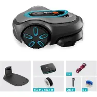 Gardena Robot cortacésped inteligente SILENO, modelo pro, para áreas de hasta 600 m² (gris/turquesa, batería de iones de litio, tecnología LONA)
