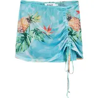 Desigual , Minifalda tropical, Poliester, Azul, S
