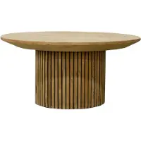 LivingFurn Mesa de centro Lausanne, 80 x 80 x 38 cm, madera de teca, acabado natural