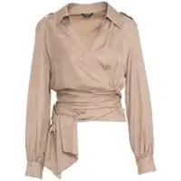 Guess Marciano By Dorian Ls Wrap Blouse Natural Almond Talla: 40 | Manga Larga Outlet | Mujer | Marrón