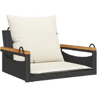 The Living Store Silla colgante "" con cojín, color , 63x62x40 cm, fabricada en polirratán