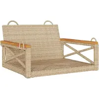 The Living Store Silla colgante Living Store, color beige, 63x62x40 cm, fabricada en polirratán