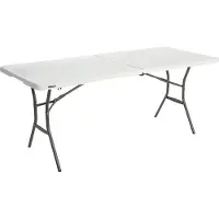 Lifetime Mesa plegable de plástico para exteriores, ideal para fiestas, de la marca , color blanco, con dimensiones de 182 x 76 x 74 cm (ancho x profundidad x altura)