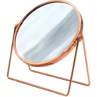 RIDDER Espejo de pie para cosméticos , modelo SUMMER, diámetro de 160 mm, de doble cara, color rosa dorado
