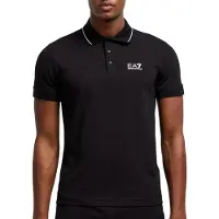 EA7 para hombre. 8NPF16_PJVUZ Polo Casual negro (XL), Algodón, Manga corta, outlet 2026.