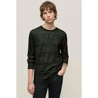 John Varvatos Reade Ls Pattern Mix Crew With Cold Dye Dark Moss Talla: XL | Manga Larga Outlet | Hombre | Blanco