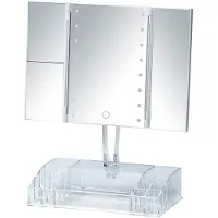 Wenko Espejo de maquillaje con luz LED, de pie, iluminado, para organizar y aplicar maquillaje, ideal para el baño. Marca: . Marca adicional: FANANO