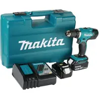 Makita Taladro atornillador a batería DDF 487 RTJ 18 V 40 Nm sin escobillas + 2x batería recargable 5,0 Ah + cargador + Makpac