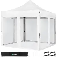 Vonroc Carpa para Fiestas Premiun Pop-Up - 3x3 m | Set incl. Mosquitera Paredes Laterales – Blanco