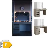 Vicco Tocador Sherry Gris 120 cm con espejo y guirnalda LED, Model 47706